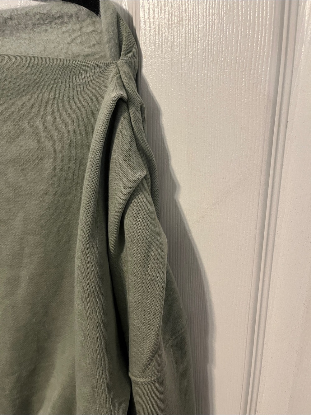 Free People Date Night Off-Shoulder Sweatshirt- Sage Green - Picture 7 of 15